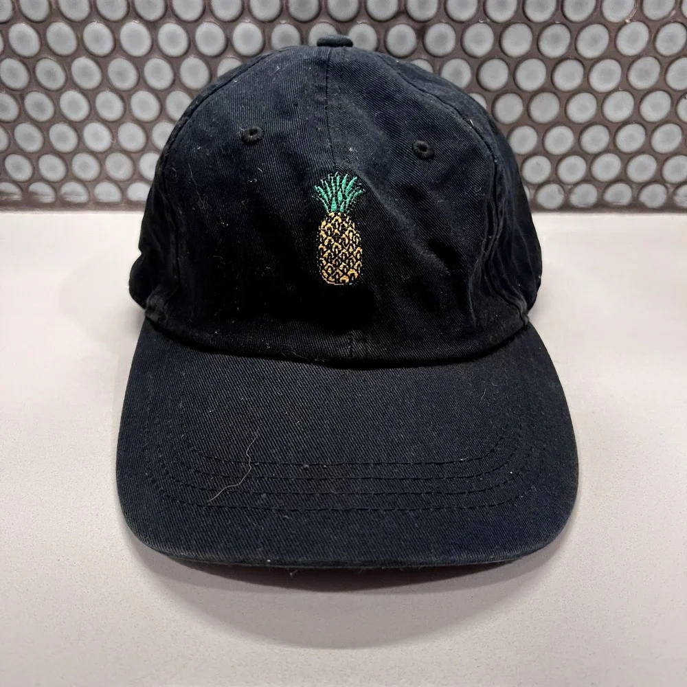Pineapple Hat Cap Black Hat Strap Back‎ Adjustable Adult Logo Fruit Unstructured